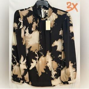 MELLODAY Black and Tan Blouse